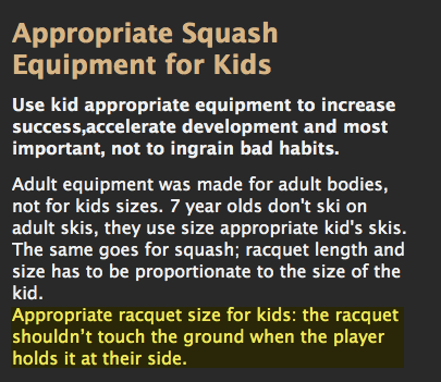 Appropriate Squash Equipment for&nbsp;Kids